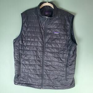 Patagonia Men's Black Qauilted Nano Puff Sleeveless Vest Size XL Primaloft